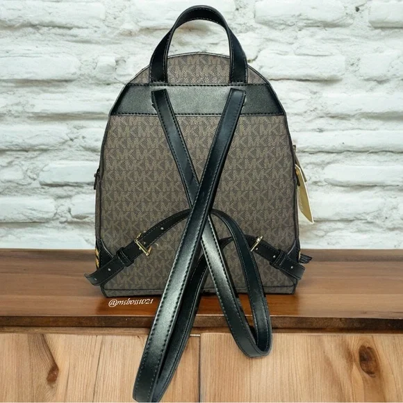 Micheal Kors Rhea Studded Logo and Tiger Print Calf Hair Backpack + Wallet NWT